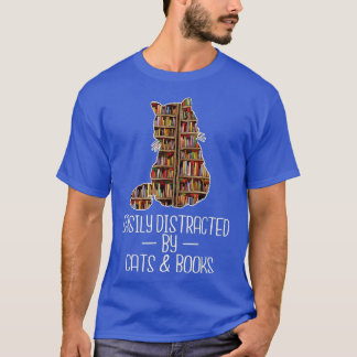 T-shirt Facilement distrait par les chats livres Lover liv