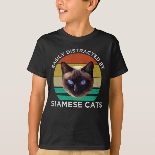 T-shirt Facilement Distrait Par Les Chats Siamois (Devant)