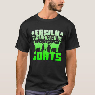 T-shirt Facilement Distrait Par Les Chèvres Drôle