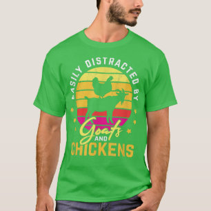 T-shirt Facilement Distrait Par Les Chèvres Et Poulets D'A