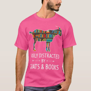 T-shirt Facilement Distrait Par Les Chèvres Livres Lover S