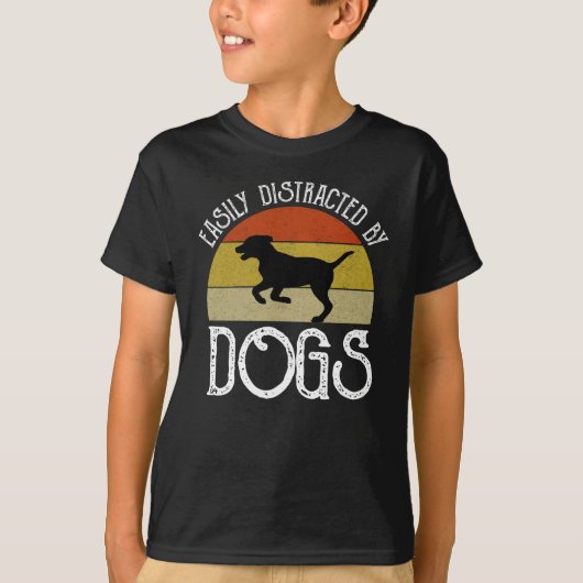 T-shirt Facilement Distrait Par Les Chiens (Devant)