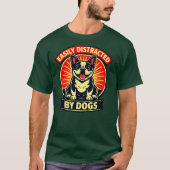T-shirt Facilement Distrait par les Chiens Drôle Bouledogu (Devant)