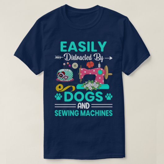 T-shirt Facilement distrait par les chiens et les machines (Design devant)