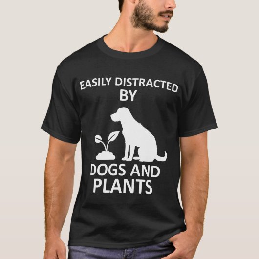 T-shirt Facilement distrait par les chiens et les Plantes (Devant)