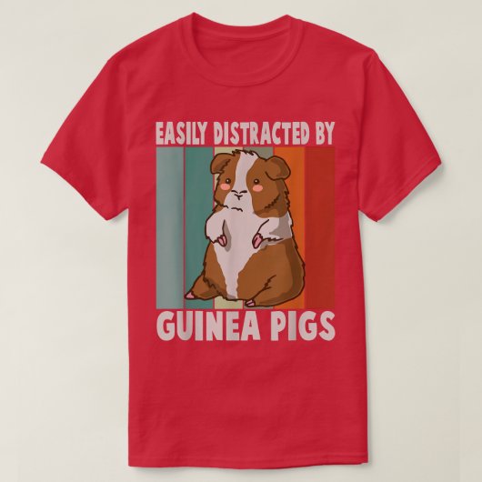 T-shirt Facilement Distrait Par Les Cochons De Guinée Vint (Design devant)