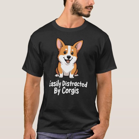 T-shirt Facilement Distrait Par Les Corgis (Devant)