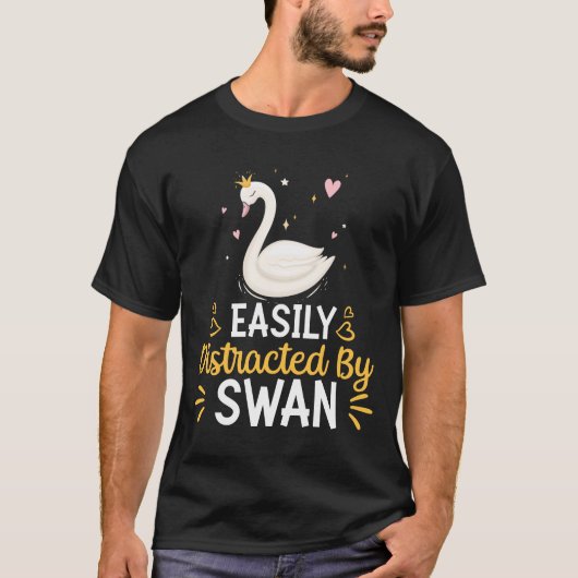 T-shirt Facilement Distrait Par Les Cygnes (Devant)