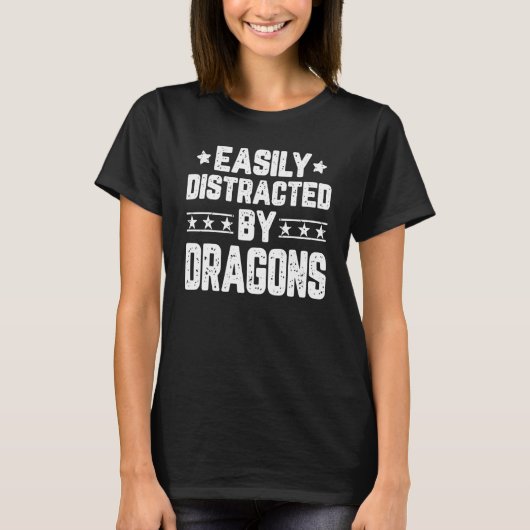 T-shirt Facilement Distrait Par Les Dragons Dragons (Devant)