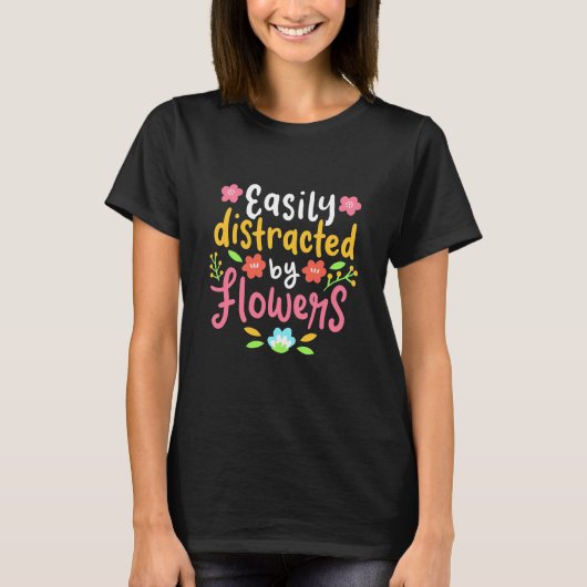 T-shirt Facilement Distrait Par Les Fleurs (Devant)