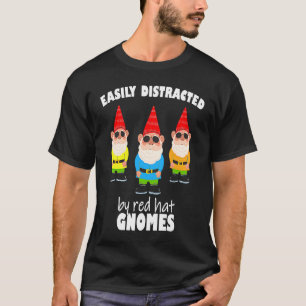 T-shirt Facilement distrait par les gnomes casquettes roug