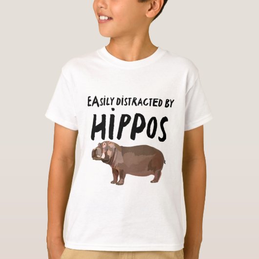 T-shirt Facilement Distrait Par Les Hippopotames (Devant)