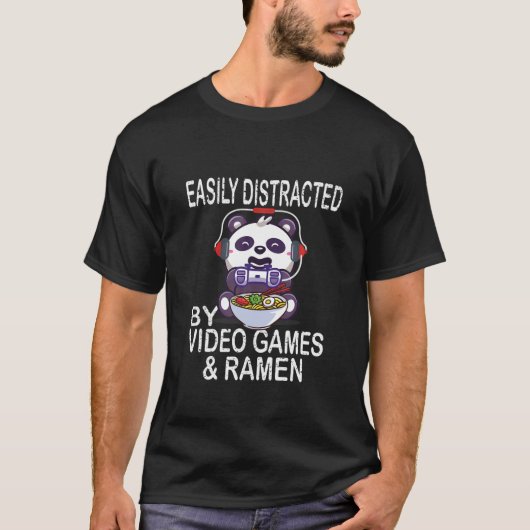 T-shirt Facilement Distrait Par Les Jeux Vidéo Et Les Enfa (Devant)