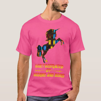 T-shirt Facilement distrait par les licornes et les livres