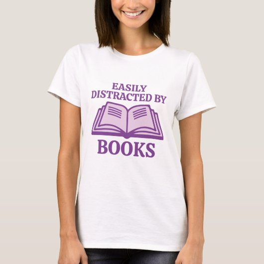 T-shirt Facilement Distrait Par Les Livres (Devant)