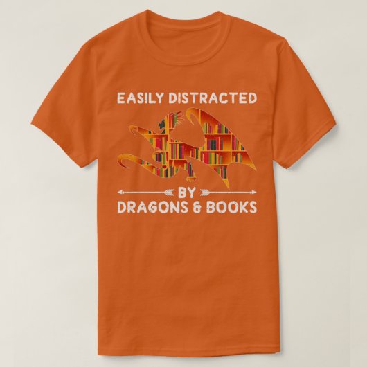 T-shirt Facilement Distrait Par Les Livres Et Les Dragons (Design devant)
