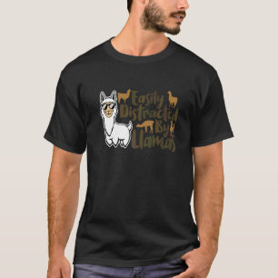 T-shirt Facilement Distrait Par Les Llamas Drôle Animal Po