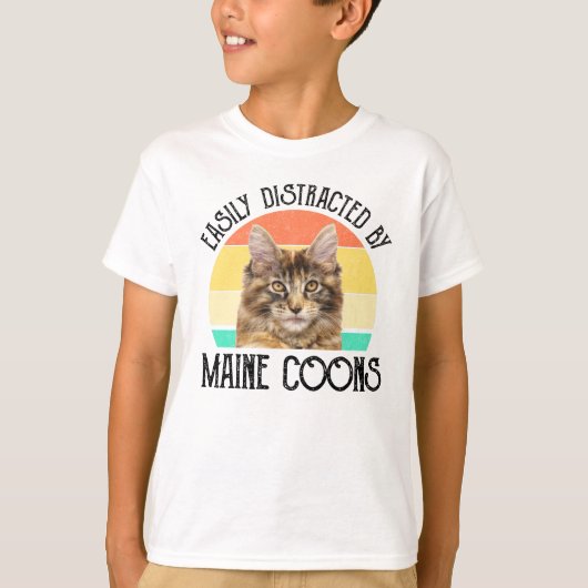 T-shirt Facilement Distrait Par Les Maine Coons (Devant)