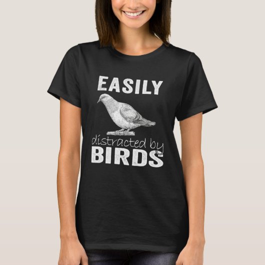 T-shirt Facilement Distrait Par Les Oiseaux (Devant)