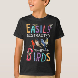 T-shirt Facilement Distrait Par Les Oiseaux Drôle Oiseau