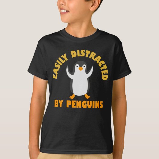 T-shirt Facilement Distrait Par Les Pingouins (Devant)