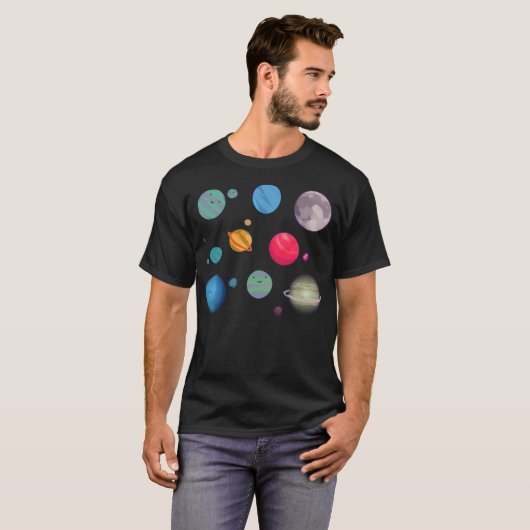 T-shirt Facilement Distrait Par Les Planètes (Devant entier)