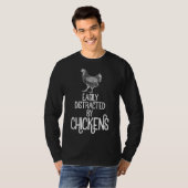 T-shirt Facilement Distrait Par Les Poulets (Devant entier)