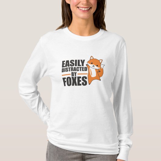 T-shirt Facilement Distrait Par Les Renards Mignons Fox Dr (Devant)