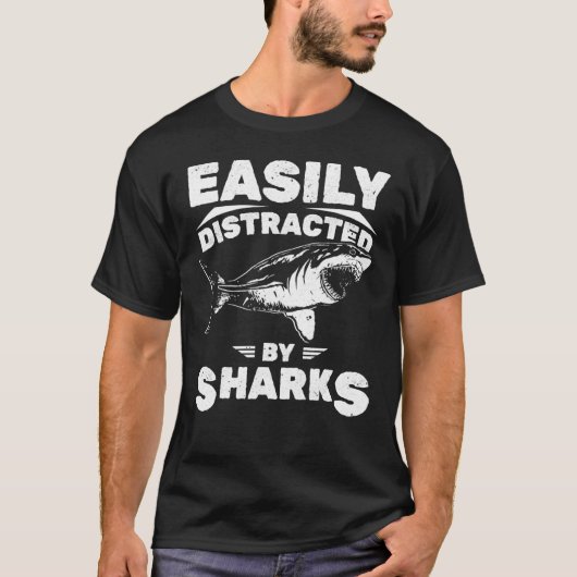 T-shirt Facilement Distrait Par Les Requins Attaque De Req (Devant)