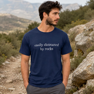 T-shirt Facilement Distrait Par Les Rochers Amusant Rock L
