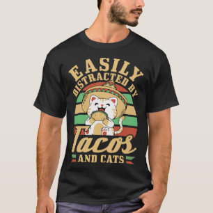 T-shirt Facilement Distrait Par Les Tacos Et Les Chats Cin