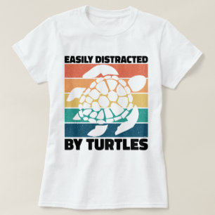 T-shirt Facilement Distrait Par Les Tortues Drôle Cool Amp