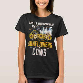 T-shirt Facilement Distrait Par Les Tournesols Et Les Vach