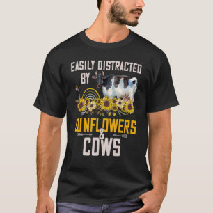 T-shirt Facilement Distrait Par Les Tournesols Et Les Vach