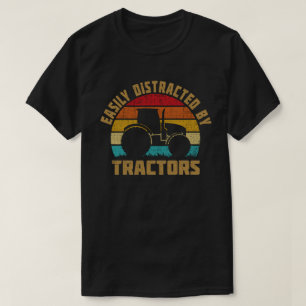 T-shirt Facilement Distrait Par Les Tracteurs Drôle Drôl