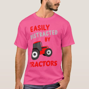 T-shirt Facilement Distrait Par Les Tracteurs Rouge Tracte