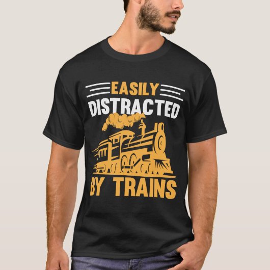 T-shirt Facilement Distrait Par Les Trains (Devant)