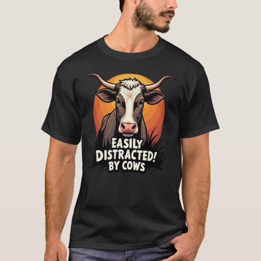 T-shirt Facilement Distrait Par Les Vaches (Devant)