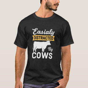 T-shirt Facilement Distrait par les Vaches Amoureux Drôle