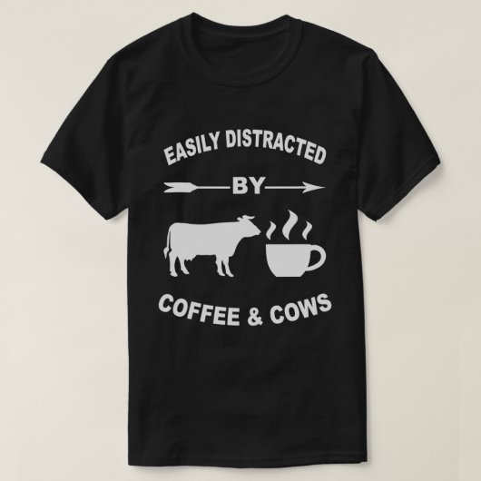 T-shirt Facilement Distrait Par Les Vaches Et Les Cultivat (Design devant)