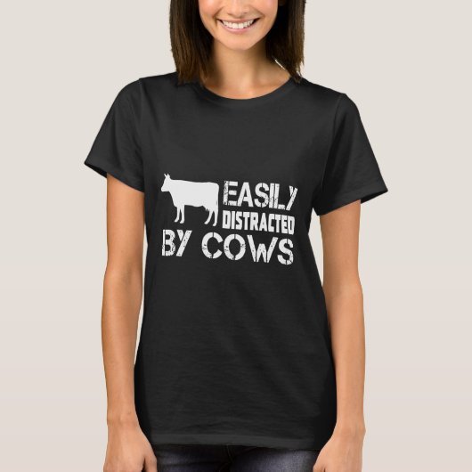 T-shirt Facilement Distrait Par Les Vaches Nouvelles (Devant)
