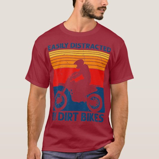 T-shirt Facilement Distrait Par Les Vélos Dirt Motocross D (Devant)