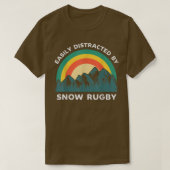 T-shirt Facilement Distrait Par Neige Rugby Funny Sport D' (Design devant)