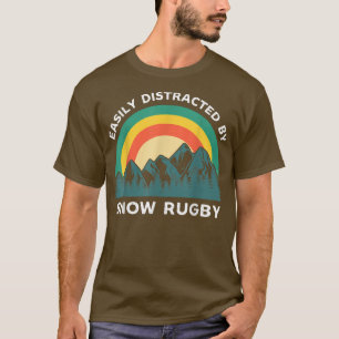 T-shirt Facilement Distrait Par Neige Rugby Funny Sport D'
