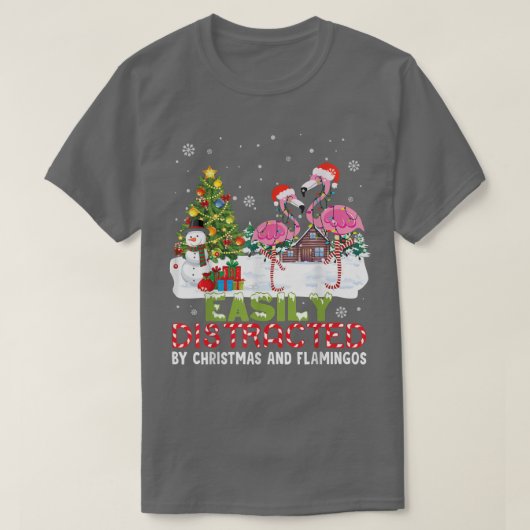 T-shirt Facilement Distrait Par Noël Et Flamant rose Noel (Design devant)