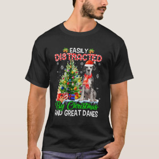 T-shirt Facilement Distrait Par Noël Et Les Grands Danois 
