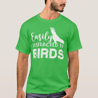 T-shirt Facilement Distrait Par Oiseaux Amoureux Drôle vin