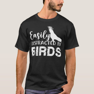 T-shirt Facilement Distrait Par Oiseaux Amoureux Drôle vin