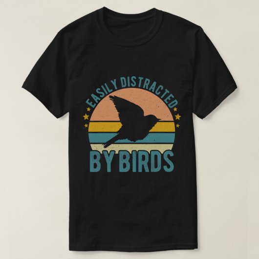 T-shirt Facilement Distrait Par Oiseaux Drôle Observation (Design devant)