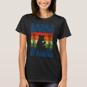T-shirt Facilement distrait par Pandas Animal mignon Rétro